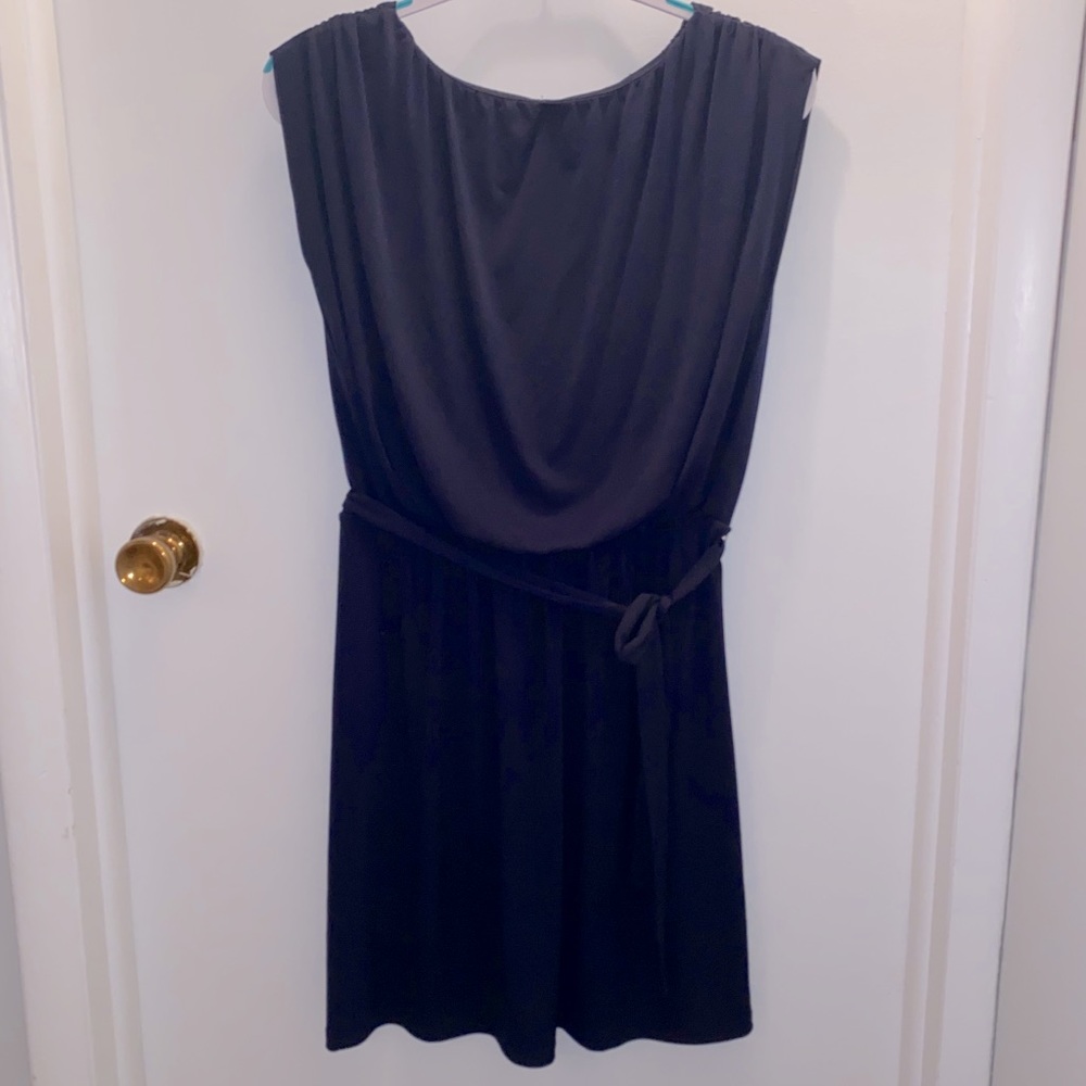 Blue cocktail dress with tie waist